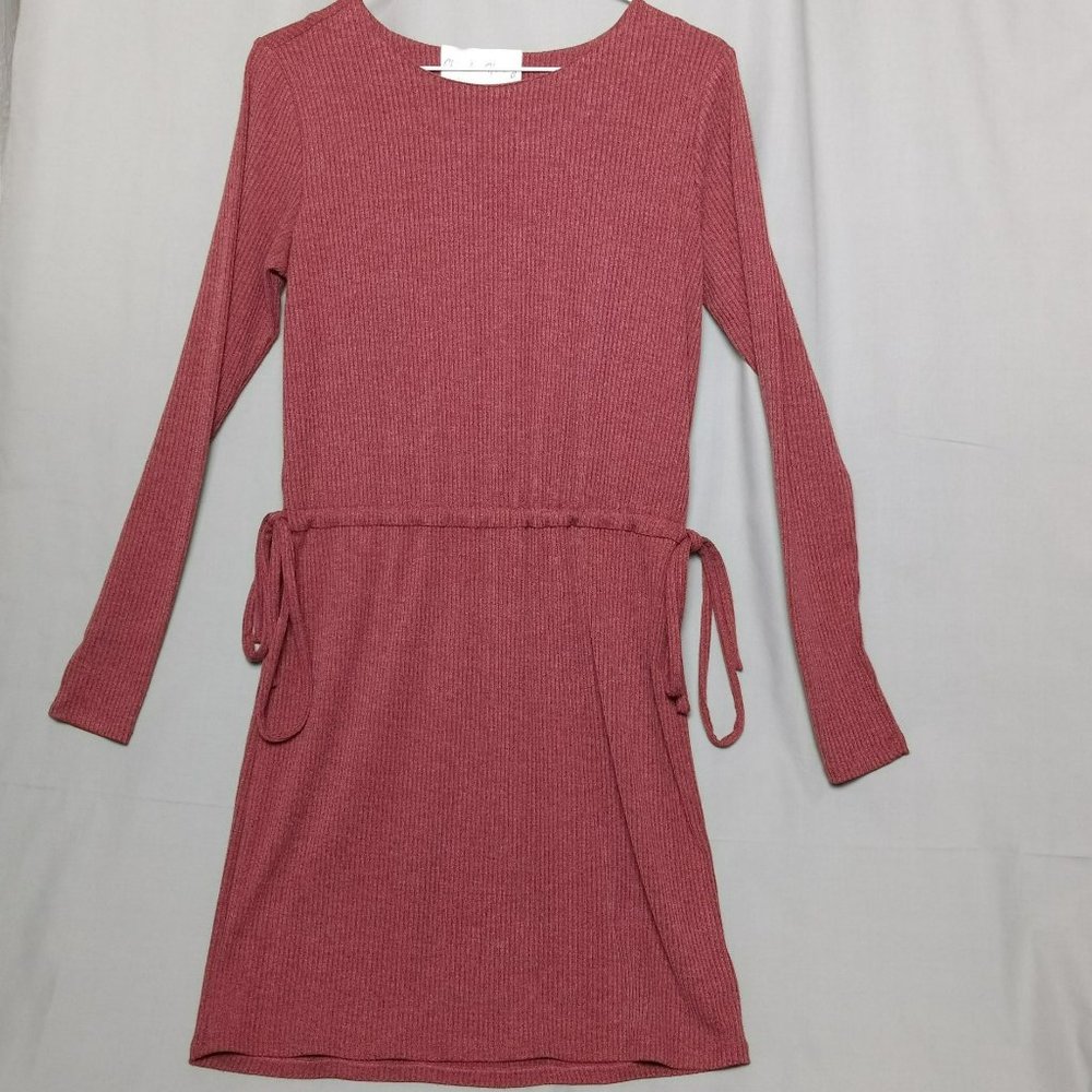 Charles Henry Mini Tie‎ Waist Soft Ribbed Long Sleeved Casual Dress Sz XS